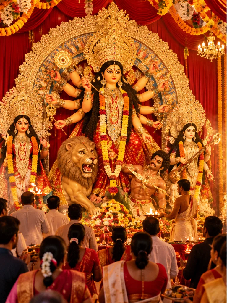 Illustrative Durga Puja festival visual (not an association event photograph)